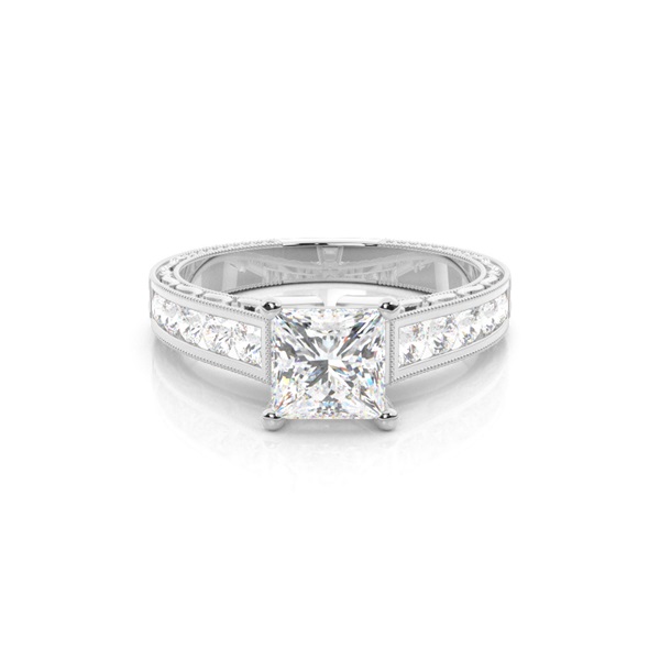 Rose Gold Princess Vintage Diamond Engagement Ring