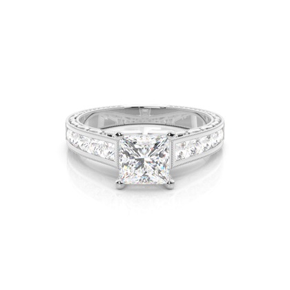 Rose Gold Princess Vintage Diamond Engagement Ring