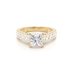 Rose Gold Princess Vintage Diamond Engagement Ring