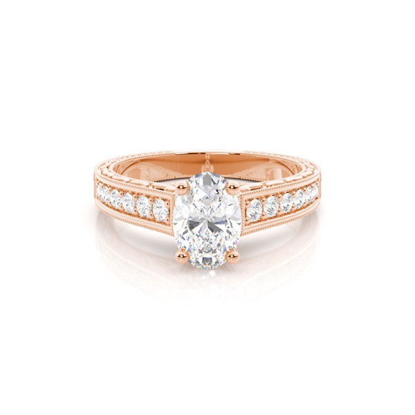 4 Prong Setting Large Studded Engagement Ring