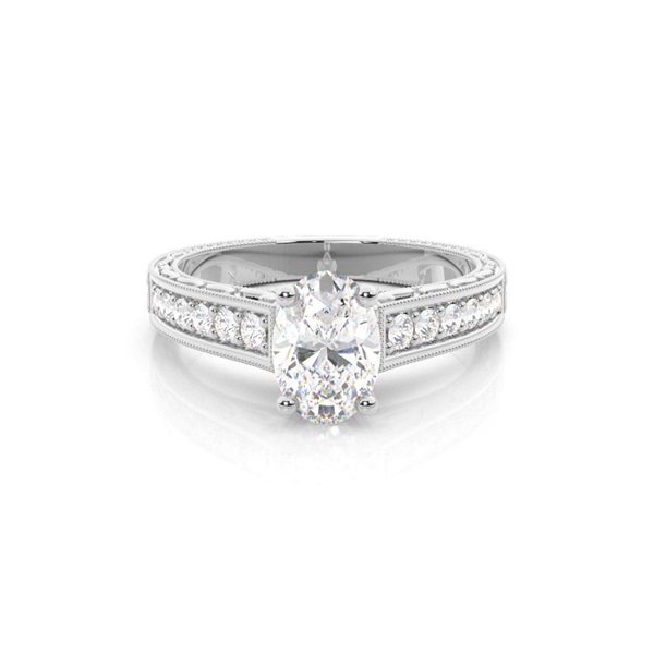 4 Prong Setting Large Studded Engagement Ring