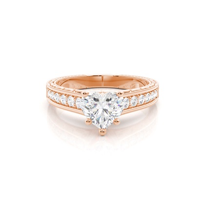 Heart Rose Gold Side Stone Diamond Rings