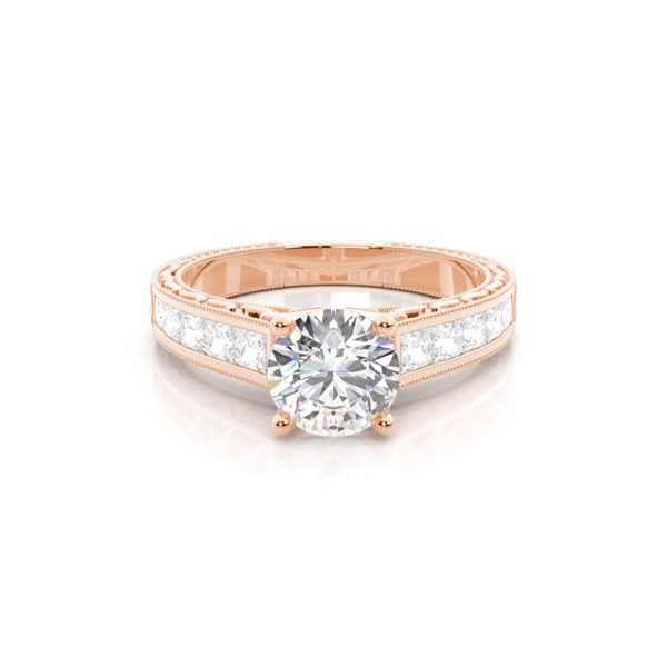 White Gold Round Vintage Diamond Engagement Ring