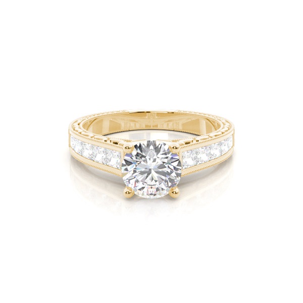 White Gold Round Vintage Diamond Engagement Ring