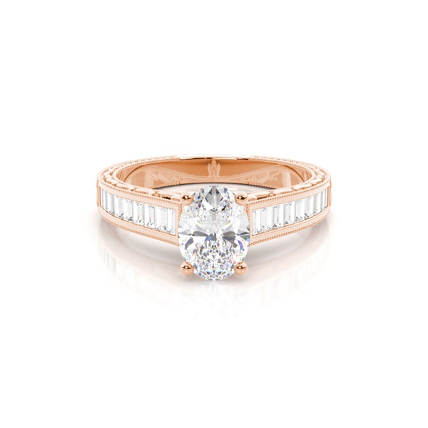 Rose Gold Oval Vintage Diamond Engagement Ring