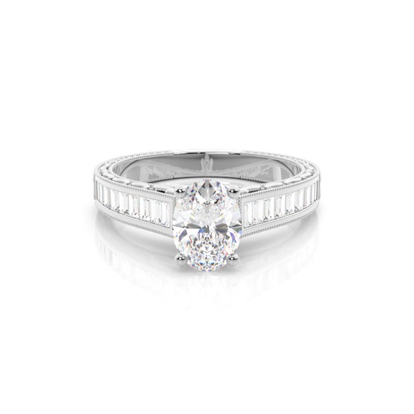 Rose Gold Oval Vintage Diamond Engagement Ring