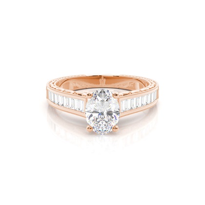 Rose Gold Oval Vintage Diamond Engagement Ring