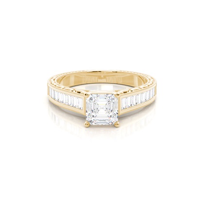 Asscher Gelbgold Diamantringe