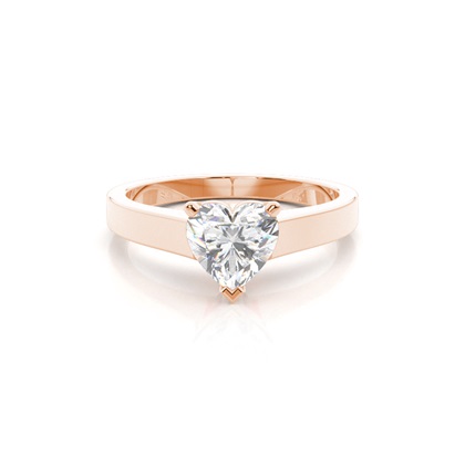 Heart Rose Gold Solitaire Diamond Engagement Rings