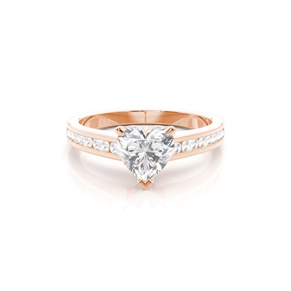 Heart Rose Gold Side Stone Diamond Rings