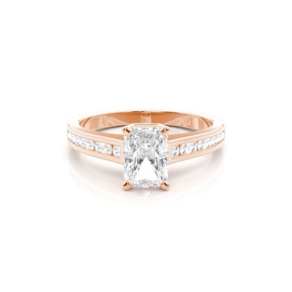 Radiant Rose Gold Side Stone Diamond Rings