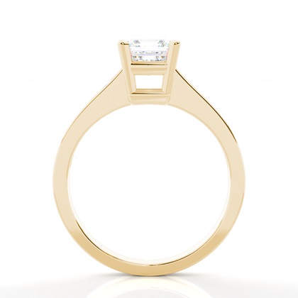 Asscher Yellow Gold Side Stone Diamond Rings
