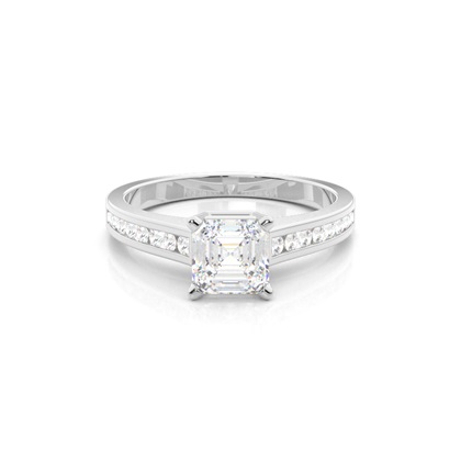 Asscher Side Stone Diamond Rings