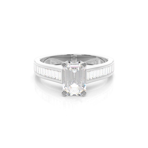 4 Prong Setting Large Side Stone Engagement Ring