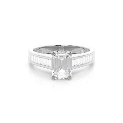 4 Prong Setting Large Side Stone Engagement Ring