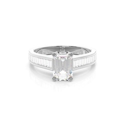 4 Prong Setting Large Side Stone Engagement Ring