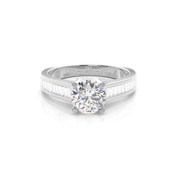 4 Prong Setting Large Side Stone Engagement Ring