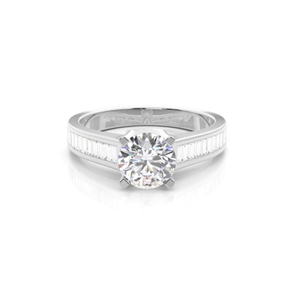 4 Prong Setting Large Side Stone Engagement Ring
