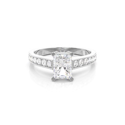 Anillo De Compromiso De Gema Lateral Engarzado En 4 Garras