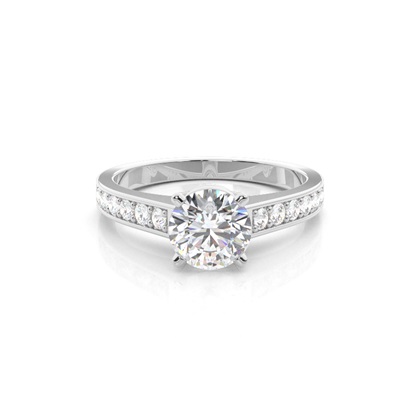 4 Prong Setting Medium Side Stone Engagement Ring