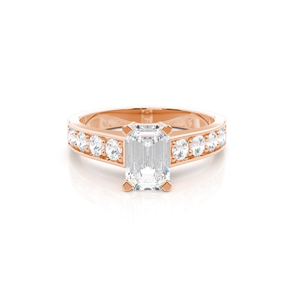 4 Prong Setting Large Side Stone Engagement Ring