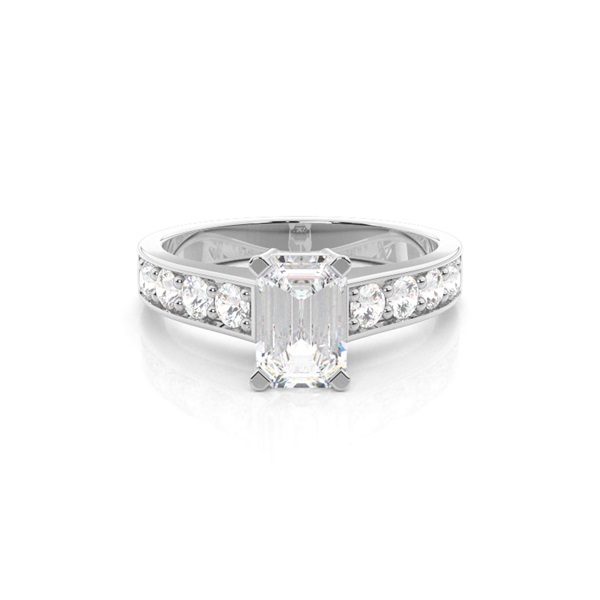 4 Prong Setting Large Side Stone Engagement Ring