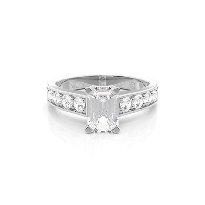 4 Prong Setting Large Side Stone Engagement Ring