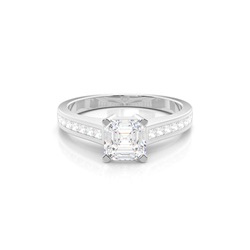 Anillo De Compromiso De Gema Lateral Engarzado En 4 Garras