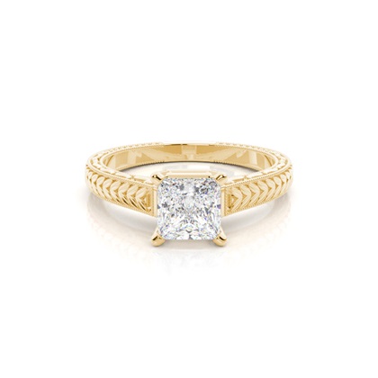 Princess Yellow Gold Solitaire Diamond Engagement Rings