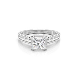 White Gold Round Vintage Diamond Engagement Ring