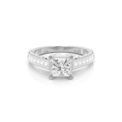 White Gold Pear Vintage Diamond Engagement Ring