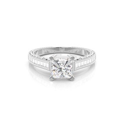 White Gold Cushion Vintage Diamond Engagement Ring