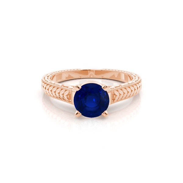 Round Vintage Blue Sapphire Engagement Ring
