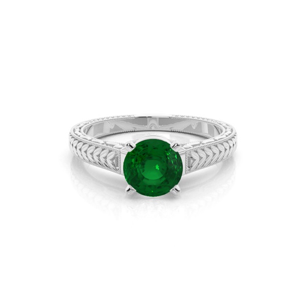 Round Vintage Emerald Engagement Ring