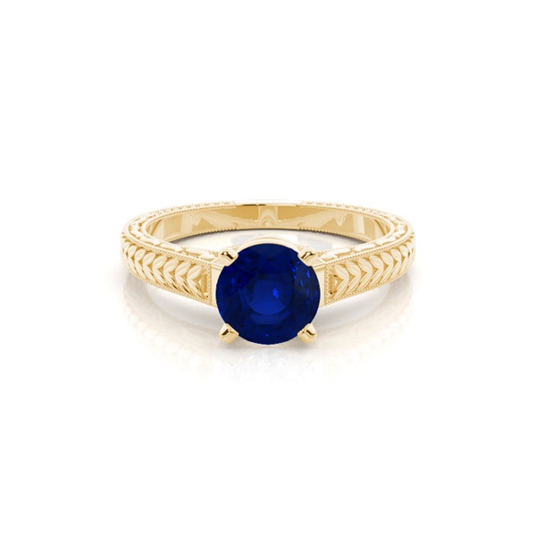 Round Vintage Blue Sapphire Engagement Ring