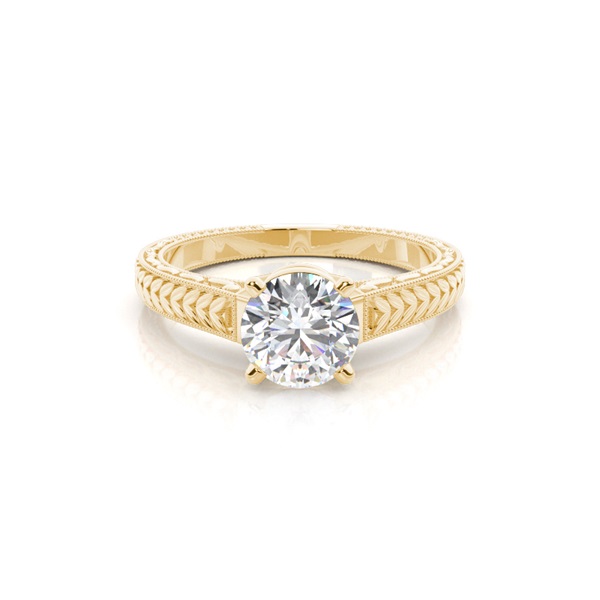 Rose Gold Round Vintage Diamond Engagement Ring