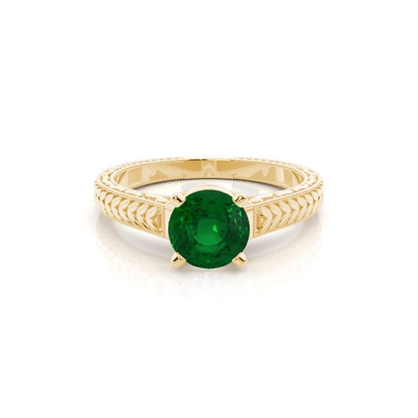 Round Vintage Emerald Engagement Ring