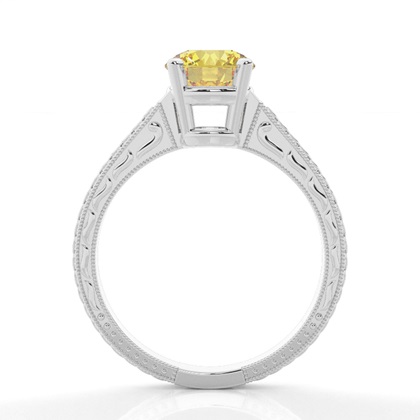 4 Prong Yellow Diamond Vintage Solitaire Engagement Ring