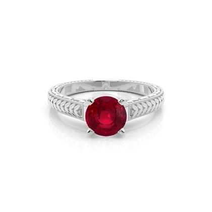 Round Vintage Ruby Engagement Ring
