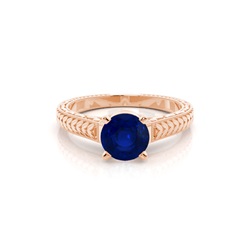 Round Vintage Blue Sapphire Engagement Ring