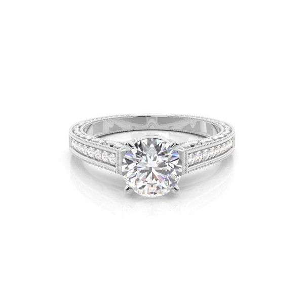 White Gold Round Vintage Diamond Engagement Ring