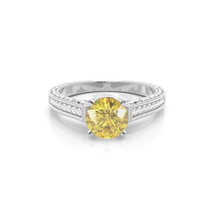 Round Yellow Diamond Engagement Rings