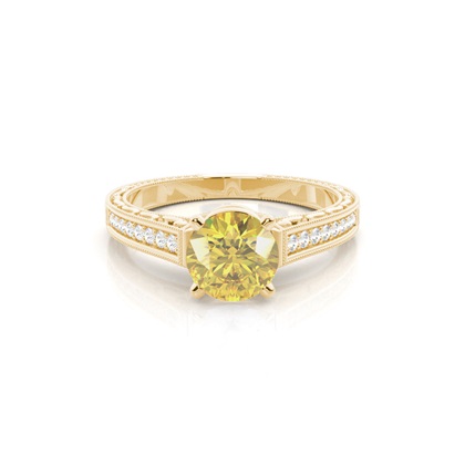Round Yellow Gold Diamond Engagement Rings