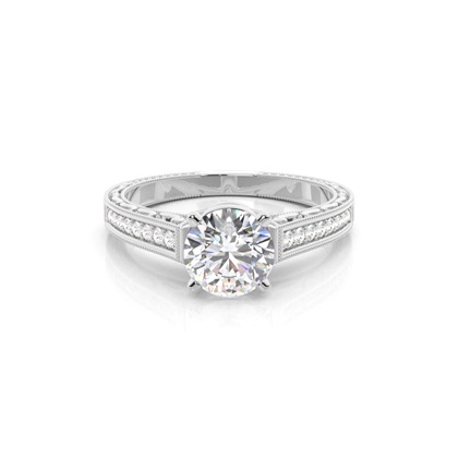 White Gold Round Vintage Diamond Engagement Ring