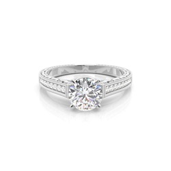 White Gold Round Vintage Diamond Engagement Ring