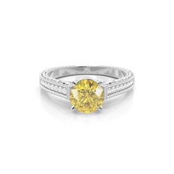 4 Anello Di Fidanzamento Solitario Vintage Con Diamante Giallo A Punta