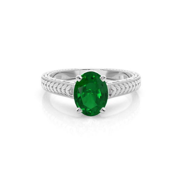 Round Vintage Emerald Engagement Ring