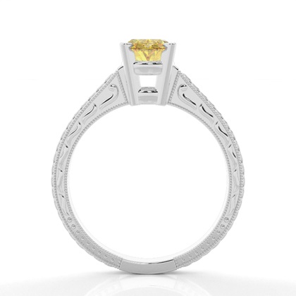 4 Prong Yellow Diamond Vintage Solitaire Engagement Ring