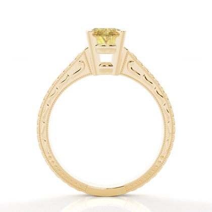 4 Prong Yellow Diamond Vintage Solitaire Engagement Ring