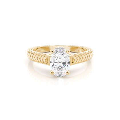 Oval Yellow Gold Solitaire Diamond Engagement Rings